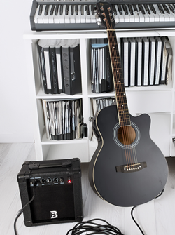 Electro Acoustic Guitar & Amplifier Set - Matt Black Finish Cutaway Guitar